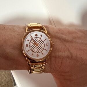 kate spade rose Gold and White Polka Dot Dial Bracelet Watch